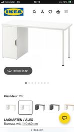 Witte Lagkapten/Alex Bureaublad 200x600 incl 3 poten, Ophalen, Gebruikt, Bureau