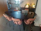 organische kiezelvormige industriële eettafel zwart, Huis en Inrichting, Tafels | Eettafels, Ophalen of Verzenden, Zo goed als nieuw