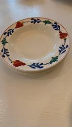 vintage gaaf boerenbont soep/boterham borden en melkbekers, Ophalen of Verzenden