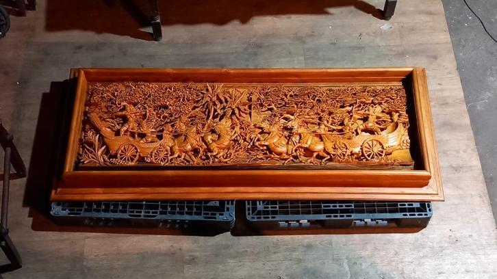 Bali uniek houtsnijwerk paneel 235cm!, Antiek en Kunst, Kunst | Beelden en Houtsnijwerken, Ophalen