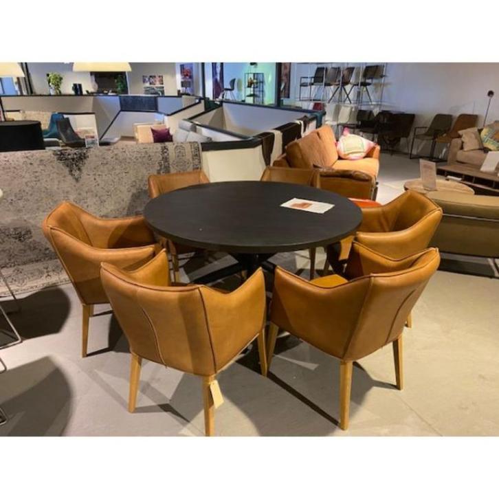 Set van 6 Fortuna stoelen He Design nu €1199,-, Huis en Inrichting, Stoelen, Nieuw, Vijf, Zes of meer stoelen, Leer, Bruin, Ophalen