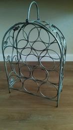 Vintage metalen wijnrek - flessenrek met metalen blaadjes, Gebruikt, 5 tot 15 flessen, Verzenden, Metaal
