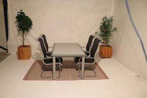 tafel met 4 stoelen alu #38, Tuin en Terras, Tuinsets en Loungesets, Zo goed als nieuw, Tuinset, Aluminium, 4 zitplaatsen, Bank