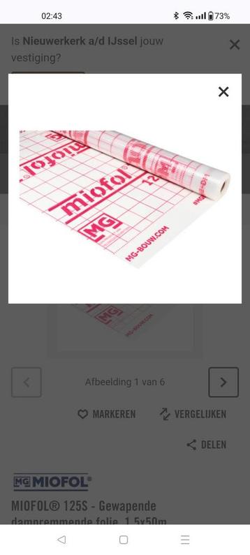 Miofol 125S Dampremmende Folie 1,5x25m beschikbaar voor biedingen