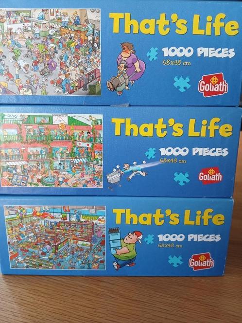 Te koop 3 legpuzzels: de Supermarkt, Stay Safe en the pub., Hobby en Vrije tijd, Denksport en Puzzels, Zo goed als nieuw, Legpuzzel