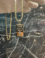 14K gouden koningsketting + goudbar, Ophalen of Verzenden, Zo goed als nieuw, Goud, Goud