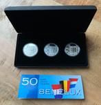 Zilveren set 50 jaar BeNeLux, Setje, Zilver, Ophalen of Verzenden, 10 gulden
