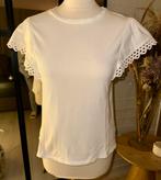 Wit katoenen topje met broderie mouwen Eksept – maat S, Wit, Ophalen of Verzenden, Zo goed als nieuw, Korte mouw