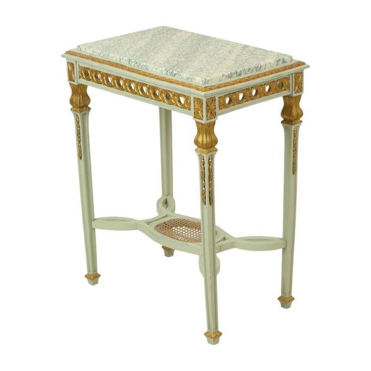 Antieke Vergulde Bijzettafel Console Groen Marmer Louis XVI, Antiek en Kunst, Antiek | Meubels | Tafels, Ophalen