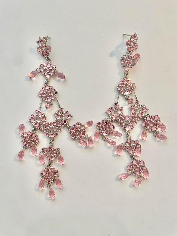 Otazu oorbellen met roze kristallen – opvallend & chic, Sieraden, Tassen en Uiterlijk, Oorbellen, Zo goed als nieuw, Overige materialen