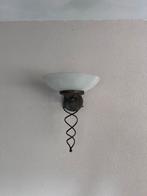 Stalen wandlamp met glazen schaal - Nieuwstaat, Huis en Inrichting, Lampen | Wandlampen, Ophalen, Zo goed als nieuw