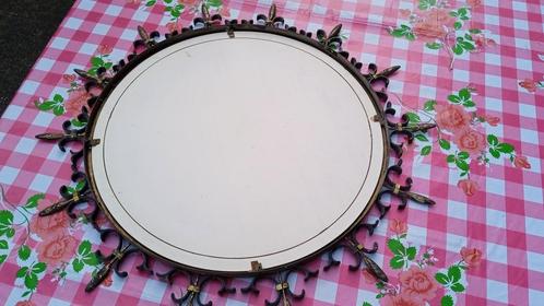 Prachtige grote brocante ronde spiegel, Antiek en Kunst, Curiosa en Brocante, Ophalen of Verzenden