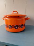 Vintage Brabantia Diane emaille pan oranje bloemmotief, Ophalen of Verzenden, Gebruikt, Overige materialen, Kookpan of Snelkookpan