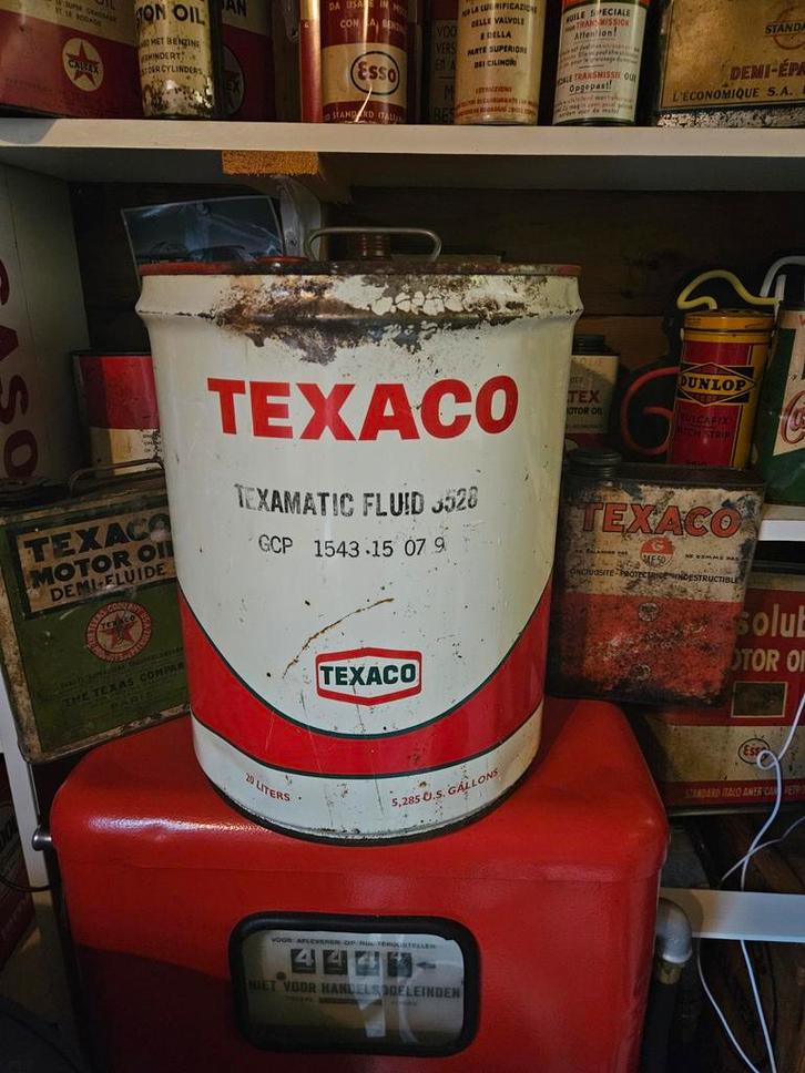 Texaco Olievat / Olieblik - 20 Liter Vintage, Verzamelen, Blikken, Gebruikt, Overige, Ophalen of Verzenden