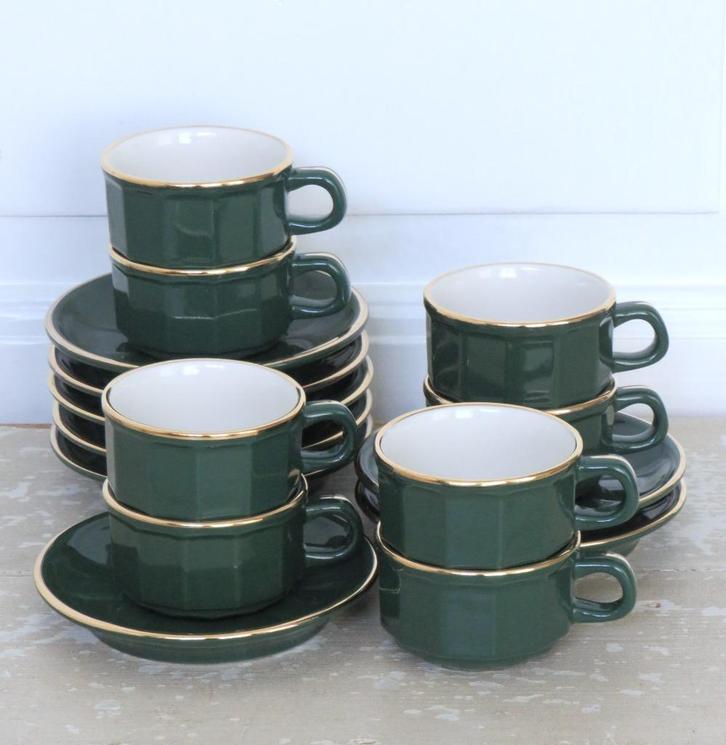 Set ( 2 st.) Franse Bistro kop en schotel REVOL, Antiek en Kunst, Antiek | Servies los, Ophalen of Verzenden
