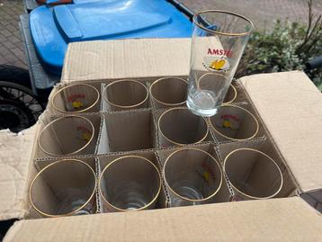 Amstel Bierglazen met gouden rand beschikbaar voor biedingen