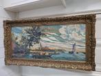 Brocante lijst uit de 70's met ontspiegeld glas 68x127 cm, Huis en Inrichting, Woonaccessoires | Lijsten, Ophalen, Gebruikt, 50 tot 75 cm