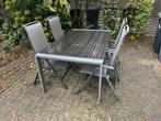 Tuintafel 170x100 met 4 verstelbare stoelen, Tuin en Terras, Tuinsets en Loungesets, Ophalen, 6 zitplaatsen, Aluminium, Zo goed als nieuw