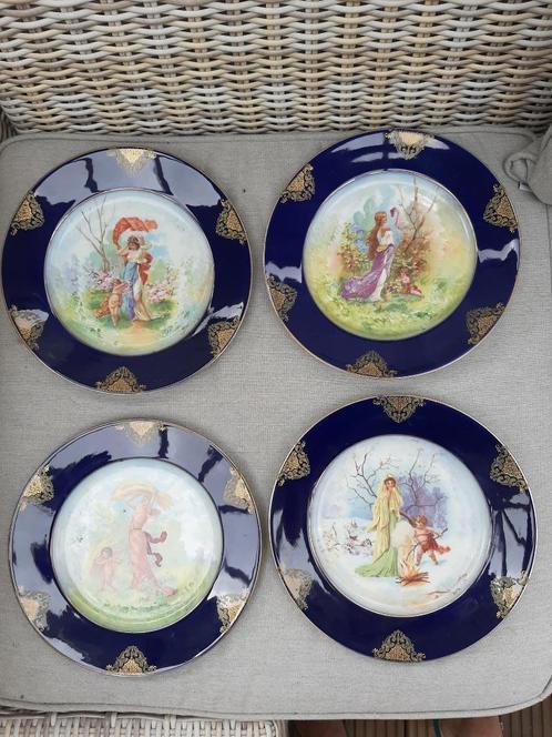 Limoges 4 borden met afbeelding van jaargetijden, Antiek en Kunst, Antiek | Keramiek en Aardewerk, Ophalen of Verzenden
