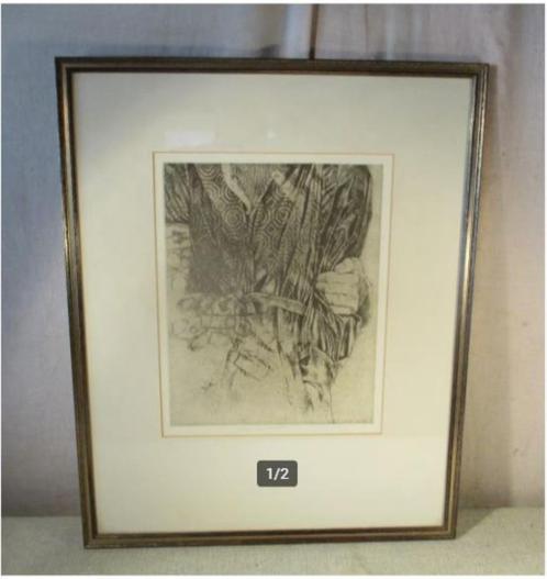 Mooie Ets 'Man in Piegnoir' - Enk de Kramer, Antiek en Kunst, Kunst | Etsen en Gravures, Ophalen of Verzenden
