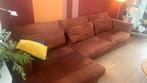 Luxe suède hoekbank roestkleur | 310 x 110 met hocker (165), Ophalen, Zo goed als nieuw, Leer