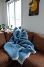 Vintage 100% wollen deken plaid 180x220 | Blauw, Huis en Inrichting, Woonaccessoires | Plaids en Woondekens, Ophalen of Verzenden