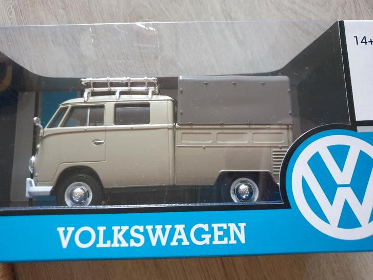 motormax vw volkswagen t1 bus dubbel cabin grijs 1:24 nieuw, Hobby en Vrije tijd, Modelauto's | 1:24, Nieuw, Auto, Motormax, Ophalen of Verzenden