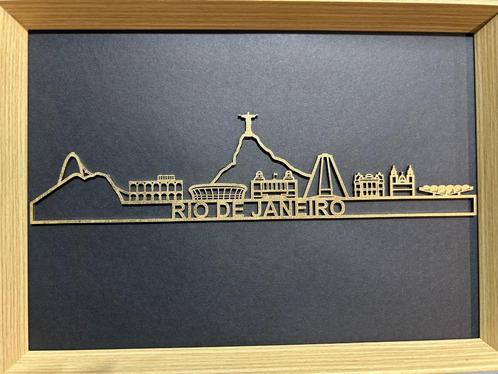 Skyline Rio de Janairo in frame, Antiek en Kunst, Kunst | Beelden en Houtsnijwerken, Verzenden