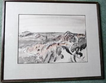 origineel grote aquarel van Jan Wiegers Groninger Ploeg beschikbaar voor biedingen