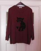 Trui wasbeertje / bordeaux rood zwart / maat 56 - 58, Ophalen, Trui of Vest, Zo goed als nieuw, BPC