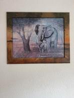 Te koop mooi olifanten schilderij., Schilderij, Ophalen of Verzenden, Zo goed als nieuw
