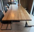 Eikenhouten (boomstam) eetkamerset, Ophalen, 100 tot 150 cm, 200 cm of meer, Zo goed als nieuw