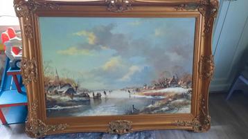 olieverf schilderij winterlandschap L. Voogd beschikbaar voor biedingen