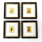 4 Kleine schilderijtjes 23 KT bladgoud met clows, Minder dan 50 cm, Ophalen of Verzenden, Zo goed als nieuw, Schilderij