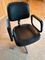Zwarte Kapperstoel Kunstleer, Huis en Inrichting, Stoelen, Ophalen, Gebruikt, Zwart, Eén