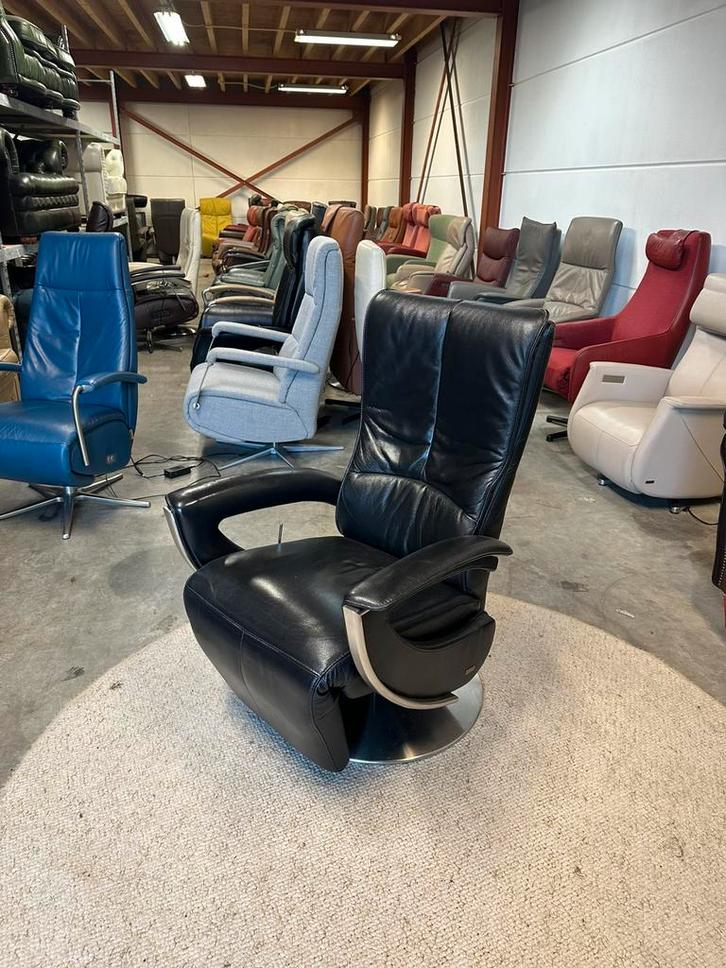 Relaxfauteuil , leren zwarte design relax fauteuil leer, Huis en Inrichting, Fauteuils, Zo goed als nieuw, Leer, 75 tot 100 cm