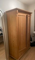 Houten kledingkast met lade en planken, Ophalen, Gebruikt, 100 tot 150 cm, Met lade(s)