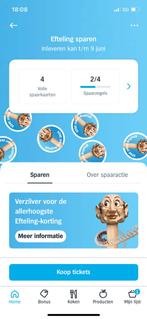 AH spaarkaarten 4x Efteling, Tickets en Kaartjes, Drie personen of meer, Kortingsbon, Pretpark