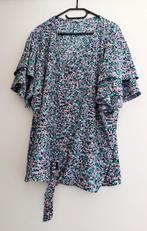 MS MODE FSTVL  fleurige top flamenco mouw mt 52, Kleding | Dames, Ophalen of Verzenden, Zo goed als nieuw, Zwart, Shirt of Top