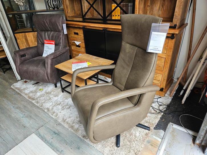 Relax Fauteuil Elektrisch super dik leder groen NIEUW, Huis en Inrichting, Fauteuils, Nieuw, Leer, 50 tot 75 cm, 75 tot 100 cm
