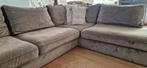 Mooie taupe velvet lounge hoekbank, Huis en Inrichting, Banken | Bankstellen, Ophalen, Gebruikt, Hoekbank, 300 cm of meer