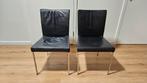Lederen eettafel stoelen, Ophalen, Gebruikt, Twee, Zwart