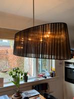Zwarte Plissé Hanglamp Eettafel Halogeen, Ophalen of Verzenden, Gebruikt, Stof, Minder dan 50 cm