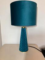 Mooie tafellamp turquoise velours, Huis en Inrichting, Lampen | Tafellampen, Ophalen of Verzenden, Zo goed als nieuw, Minder dan 50 cm