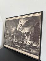 Historische Ets/Gravure Amsterdamse Stadsbrand Ingelijst Wan, Antiek en Kunst, Kunst | Etsen en Gravures, Ophalen of Verzenden