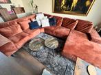 Luxe U-bank terra roest kleur velvet stof met stalen poten, Ophalen, Hoekbank, 300 cm of meer, Zo goed als nieuw
