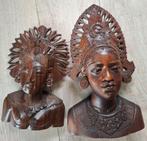 Twee vintage houten Balinese vrouwen beelden, Ophalen of Verzenden