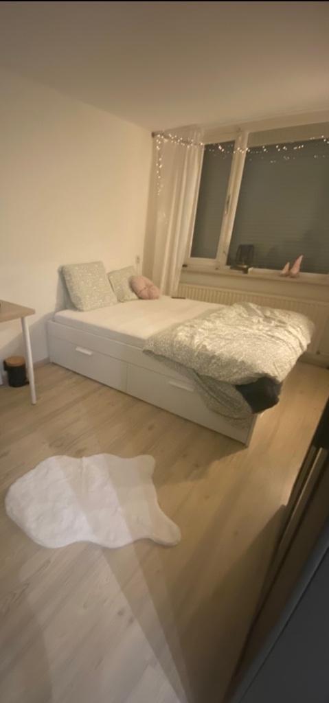 IKEA brimnes bed wit 160 x 200 (evt. Incl matras), Huis en Inrichting, Slaapkamer | Bedden, Zo goed als nieuw, Twijfelaar, 160 cm