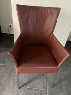 6 lederen eetkamer stoelen HVS, Ophalen, Gebruikt, Bruin, Leer