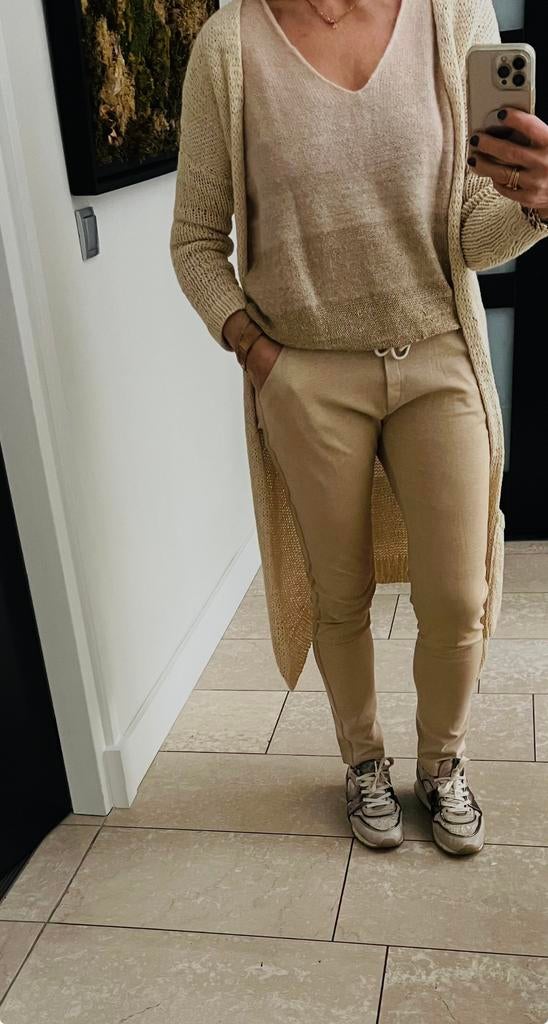 Humanoid lang gebreid vest 24/36, Kleding | Dames, Truien en Vesten, Ophalen of Verzenden, Zo goed als nieuw, Maat 36 (S), Beige